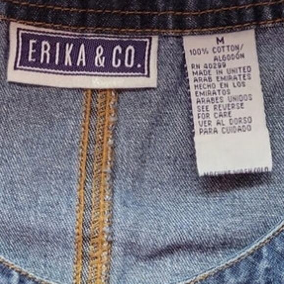 Sleeveless Crew Neck Pocketed Side Button Denim Dress Western Cottage Core- M - Picture 4 of 5